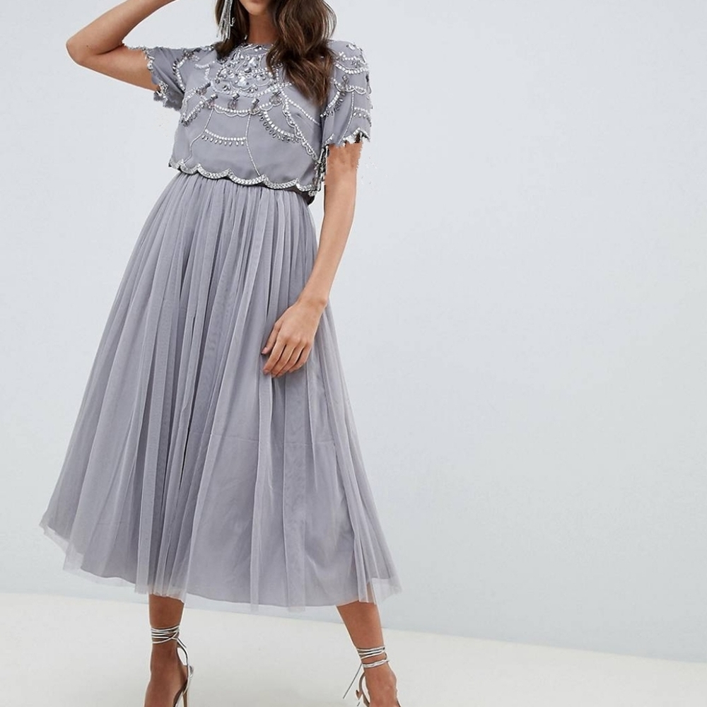 ASOS Midi Silver Dress